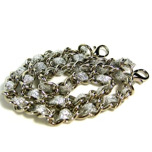 Cadena de monedero sin níquel HIPOALERGÉNICA de 13 pulgadas, cinta SILVER SPARKLES, cadena de recambio para carteras, bolso de noche, bolso de cóctel