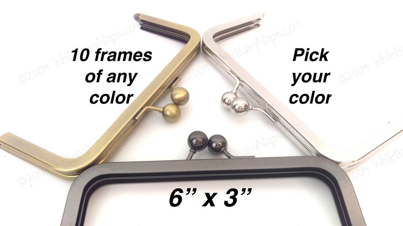 10 of 6x3 inch purse frames in Antique Brass, Duskcoat Gunmetal™ or Nickel for flower girls bridesmaids crossbody bags FREE US SHIPPING image 1