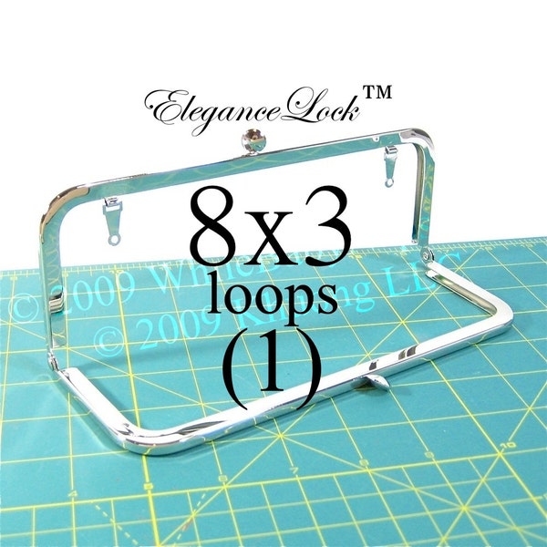 8x3 Nickel-free purse frame™ with EleganceLock™ closure and LOOPS for shoulder bags, bridal clutch, evening clutch, hypoallergenic