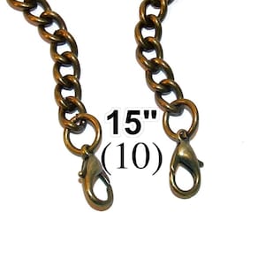 15% DE DESCUENTO (10) Cadenas para carteras de latón antiguo de 15,5 pulgadas, correas de oro vintage, oro antiguo, cadenas de mano de color bronce, muñequeras anti-oro