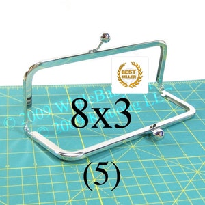 5 of 8&quot;x3&quot; nickel purse frames with Kisslock closure for bridal, evening clutch, handbags, purses, weddings, flower girls, bridesmaids