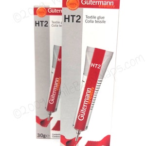 2 ORIGINAL Gutermann Creativ HT2 Textile Glue 30g: adhesive for metal purse frames, fabric, leather, DIY crafts, jewelry, wood, and handbags