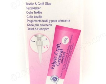 1 Hemline Fabric, Metal, Crafts, General Adhesive 30g - forte adhérence comme Gutermann Creativ Glue et inodore