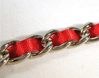 15 inch nickelfree purse chain™ CLASSIC RED ribbon purse chain replacement Homecoming purse chain candy red handbag ethical jewelry