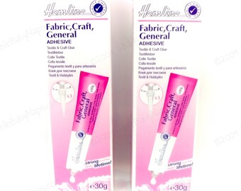 2 tubes of Hemline glue for fabric leather wedding dresses and crafts strong bonding like to Gutermann glue and ODORLESS