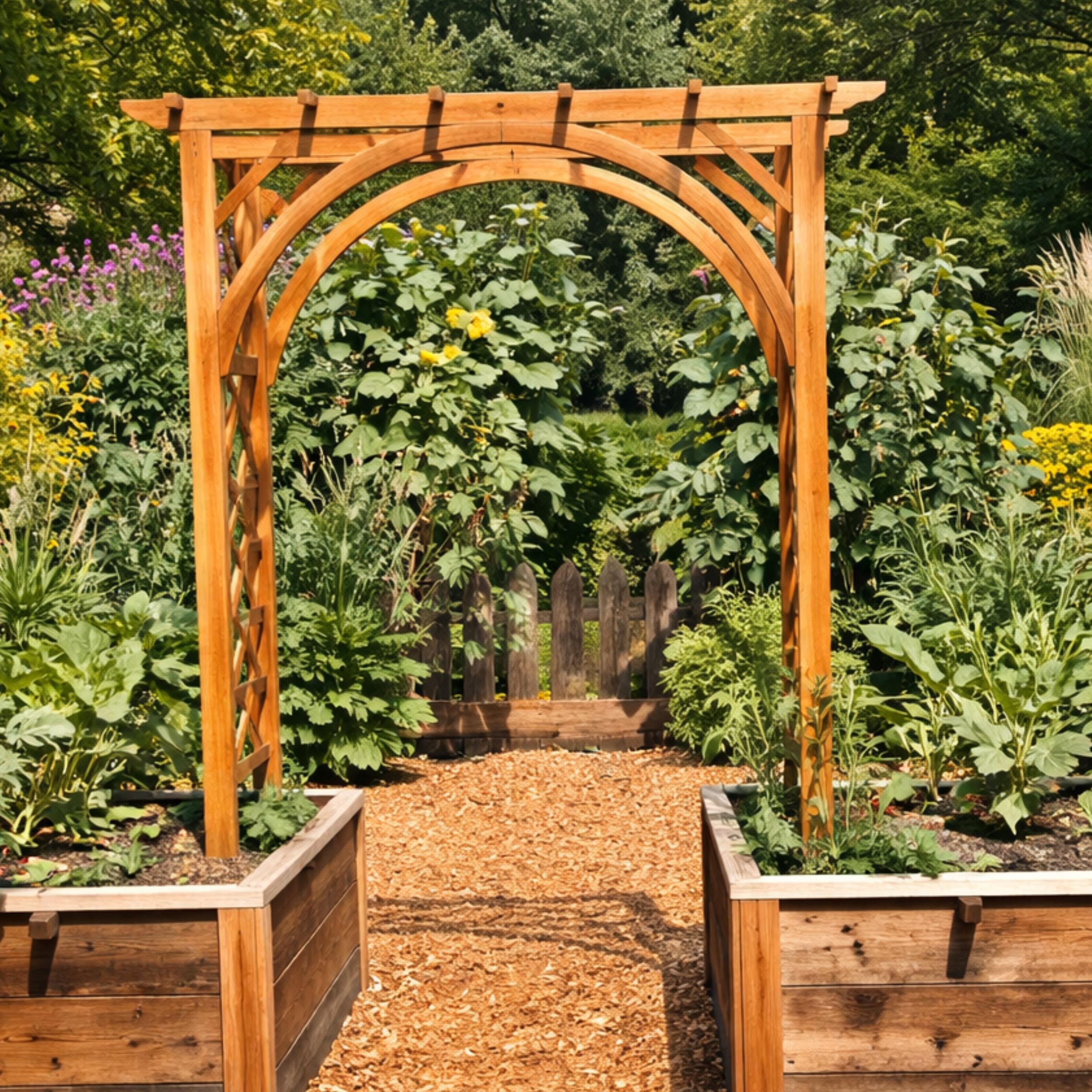 Garden Arbor | Handcrafted Wooden Trellis for Climbing Plants Outdoor ...