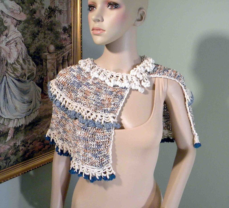 Elegant /& Trendy ELEGANT PONCHOCAPLET Wearable Fiber Art As It/'s Finest Unique Italian Melange Silk Ribbon Blowout Sale