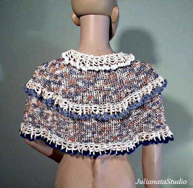 Elegant /& Trendy ELEGANT PONCHOCAPLET Wearable Fiber Art As It/'s Finest Unique Italian Melange Silk Ribbon Blowout Sale