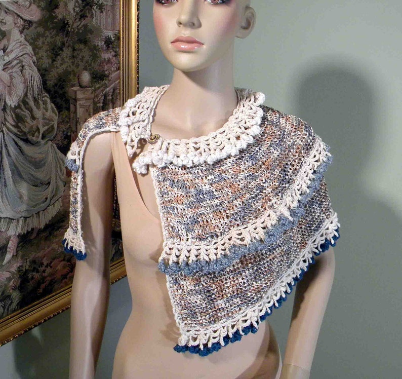 Elegant /& Trendy ELEGANT PONCHOCAPLET Wearable Fiber Art As It/'s Finest Unique Italian Melange Silk Ribbon Blowout Sale