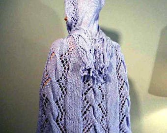 Blowout Sale - TRENDY HOODED PONCHO - Fiber Art As It's Finest, Beautiful Crochet Pattern, Famous Baby Mountain Goat Wool