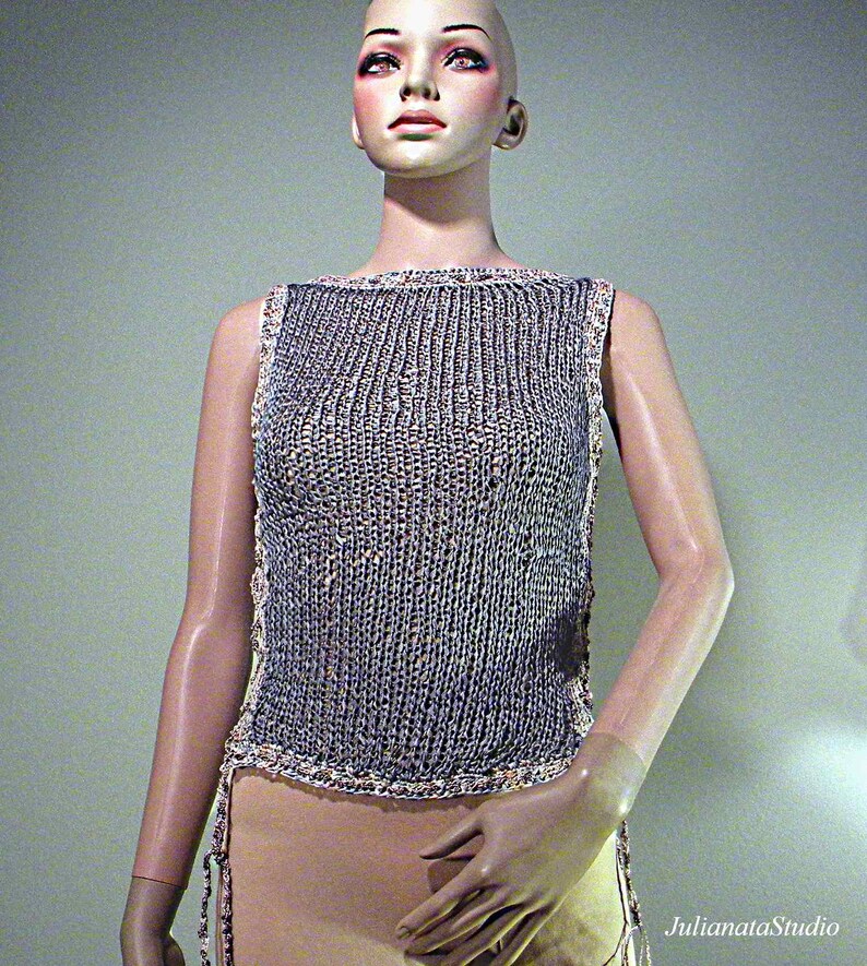 ELEGANT TANKTOP/BLOUSE Wearable Fiber Art, Feminine & Trendy, Luxury Italian Silk Ribbon image 3