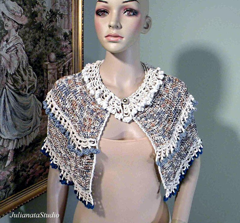 Elegant /& Trendy ELEGANT PONCHOCAPLET Wearable Fiber Art As It/'s Finest Unique Italian Melange Silk Ribbon Blowout Sale