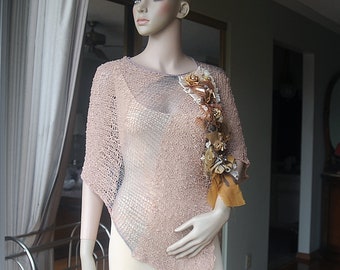 VERSATILE BOHEMIAN SHOULDERPIECE - Poncho/Shawl/Caplet - Fiber/Textile Art as It's Finest, Richly Embellished