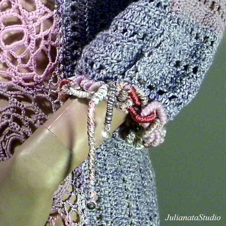 Top Quality Italian Materials ELEGANT SWEATERBLOUSE Wearable Fiber Art As It/'s Finest Blowout Sale Freeform Crochet Technique