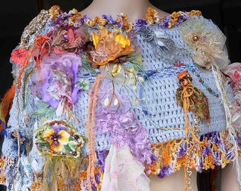 ELEGANT BOHO CAPE - Wearable Fiber Art As It's Finest, Richly Embellished