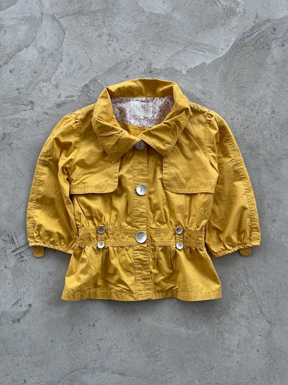 Max Mara, Vintage 90s Max Mara L Yellow Cotton Jacket Made in Italy