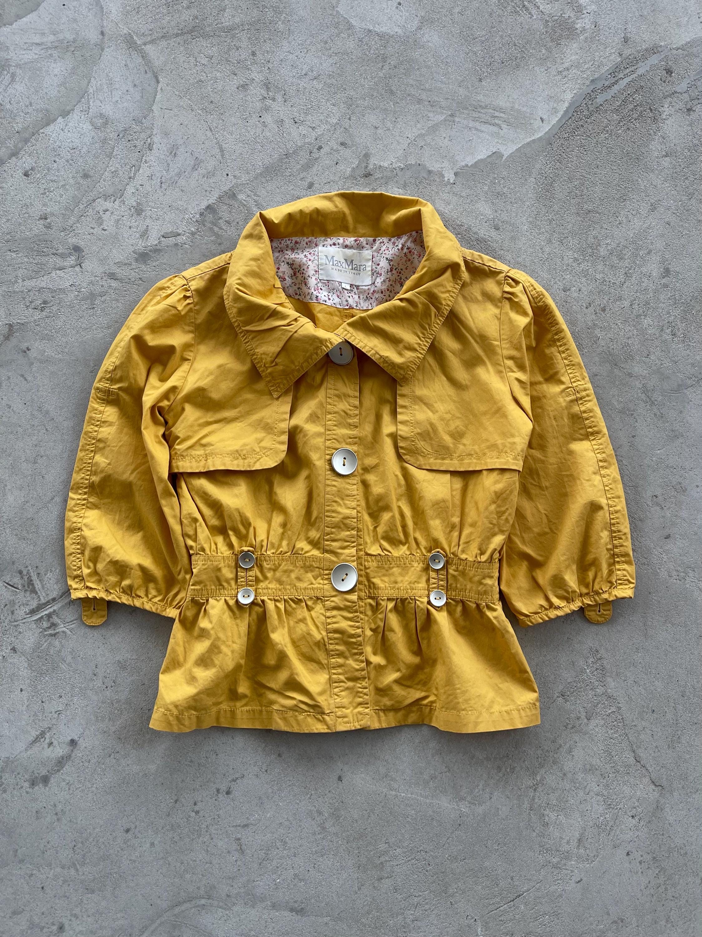Max Mara, Vintage 90s Max Mara L Yellow Cotton Jacket Made in Italy