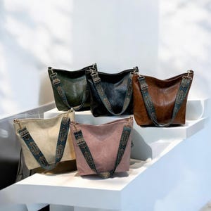 Boho Ledertasche für Damen | Retro PU Leder Umhängetasche | Tote mit großer Kapazität für Arbeit, Reisen und den täglichen Gebrauch | Vintage Handtasche