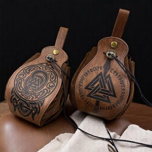 Borsa vichinga in pelle / Borsa da cintura medievale fatta a mano per uomo / Borsa vintage in costume norreno per LARP, festival, viaggi e fiere rinascimentali