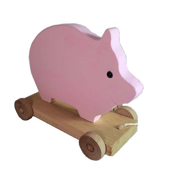 Pig pull toy.  Solid wood. Free shipping on all USA Addresses.