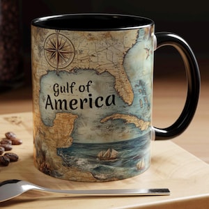Mug carte marine, décoration de cuisine, cadeau pour décoration de maison de plage, style côtier, design maritime, art boussole, thème océan, style de vie de voile vintage