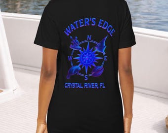 Crystal River Florida Compass Shirt: Waters Edge Redfish Fin Fishing swim with Manatee trip Kayaker Scalloping memento Florida Gulf Coast