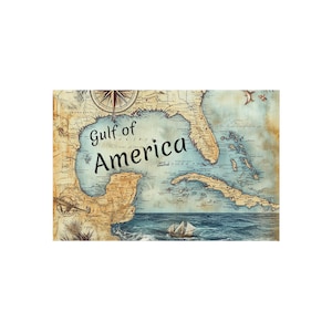 Alfombra de exterior del Golfo de América para la terraza de un barco o una casa costera, idea de regalo para papá o esposo, alfombra con mapa vintage para la decoración del patio o porche de una casa de playa