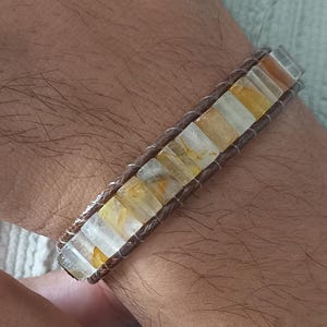 Citrine Bracelet for Men: Handmade Hematite Accent Stone Jewelry