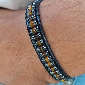 Tiger Eye Hematite Bracelet for Men: Handmade Natural Stone Jewelry