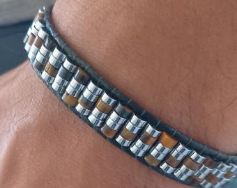 Tiger’s Eye Hematite Bracelet for Men – Handmade Natural Stone Protection Jewelry