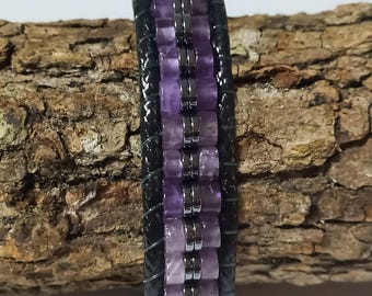 Amethyst Bracelet for Men – Handmade Natural Stone Purple Gemstone Healing Jewelry