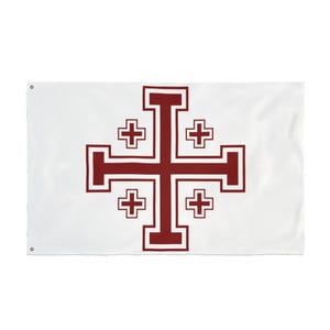 Jerusalem Kreuz Flagge | Kreuzritter Christian Mittelalter Wand Banner (Doppelseitig)