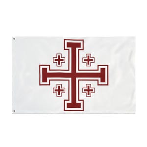 Jerusalem Cross Flag | Crusader Christian Medieval Wall Banner (Double-Sided)