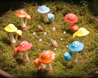 Small Polka-Dot Mushrooms for the Fairy Garden