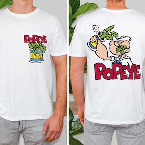 Popeye Spinach Power Splash T-Shirt, Classic Cartoon, Unisex Tee, Softstyle Top, Vintage Retro Shirt, Fun Graphic Apparel, Pop Culture