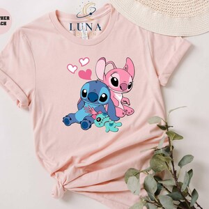 Disney Couple T-shirt, Stitch Shirt, Angel Shirt, Love Shirt, Heart Shirt, Valentines Shirt, Disney Vacation, Honeymoon Shirt, Couple Gift