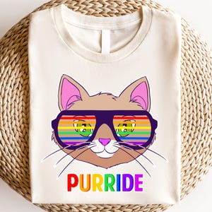 Pride Cat Shirt, Purride LGBTQ+ T-Shirt, Rainbow Cat Graphic Tee, Cute Cat Lover Gift, Funny Pride Shirt, LGBTQ Support Shirt, Gay Pride Tee