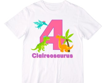 Adorable Dinosaurs Birthday Girl Shirt or Bodysuit | Etsy