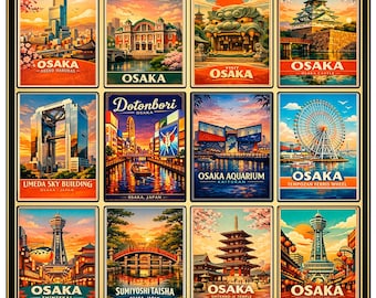 道頓堀の夜景アートプリント：大阪・日本旅行ポスター - Etsy 日本