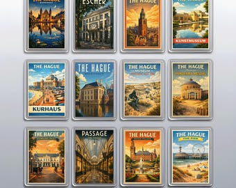 Vintage Rotterdam Refrigerator Magnets, Euromast and Markthal Kitchen Decor Gift Set