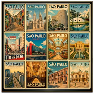 Sao Paulo Brazil Poster, MASP Museum Art, Avenida Paulista Print, Vintage Brazil Decor, Edificio Copan Poster, Ibirapuera Park Wall Art