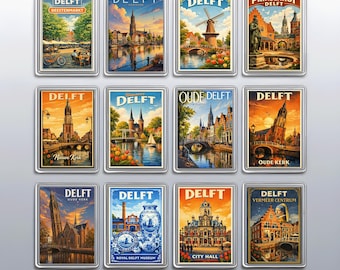 Retro Delft Netherlands Magnet, Oude Kerk Landmark Souvenir, Dutch Holiday Travel Gift