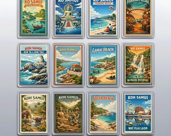 Koh Samui Thailand Refrigerator Magnets, Retro Big Buddha Island Travel Souvenirs