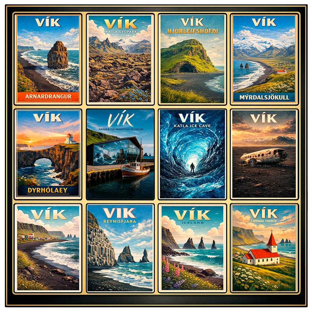 Vik Poster, Iceland Wall Art, Reynisfjara Black Sand Beach Print ...