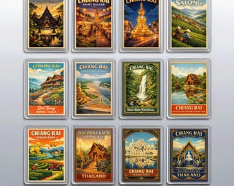 Chiang Rai Thailand Refrigerator Magnets, White Temple Retro Sightseeing Souvenirs