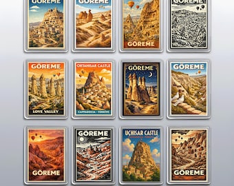 Authentic Goreme Turkey Fridge Magnet featuring Uchisar Castle & Love Valley, Travel Gift