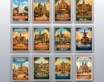 Vintage Haarlem Fridge Magnet, Netherlands Travel Souvenir, Dutch City Gift Decor
