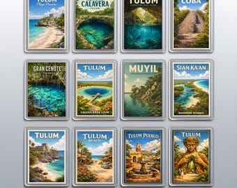 Iconic Tulum Mexico Fridge Magnet featuring Coba Ruins & Gran Cenote, Souvenir Gift