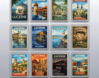 Aimants nostalgiques de Lucerne inspirés du mur de la Musegg et de l'église des Jésuites, Suisse Décoration d'intérieur
