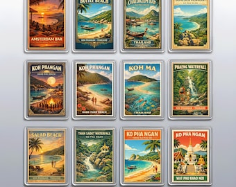 Koh Phangan Thailand Refrigerator Magnets, Retro Haad Rin Beach Travel Souvenirs